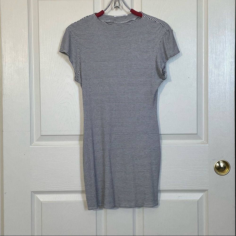Stella Luce Black and White Striped Bodycon Dress, Large